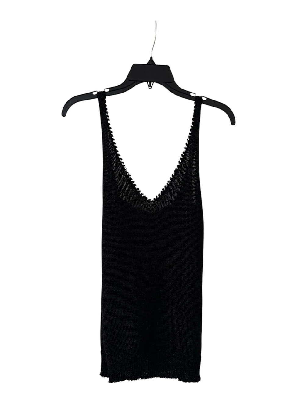 NWT BLACK TAPE NEIMAN MARCUS Black Knit V Neck Metallic Tank